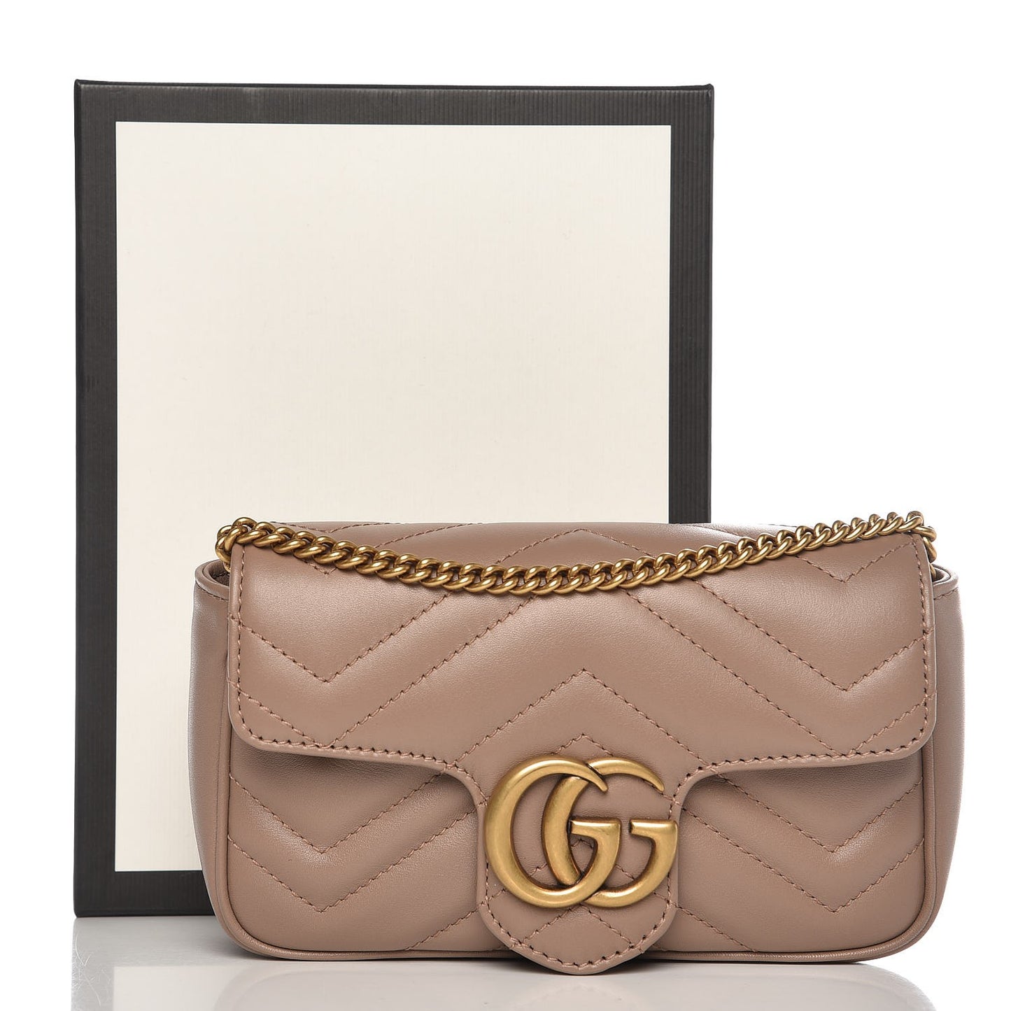 Calfskin Matelasse Super Mini GG Marmont Shoulder Bag Porcelain Rose