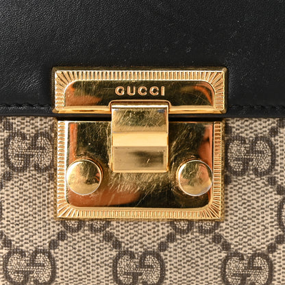 Gucci GG Supreme Monogram Calfskin Mini Padlock Shoulder Bag Beige Black Cuir 14 of 15