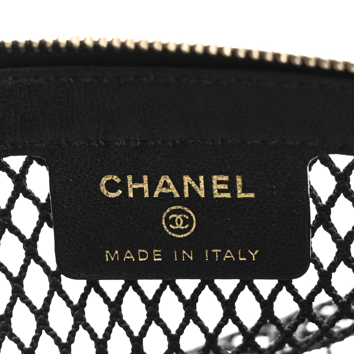 Mesh Shiny Lambskin Clutch With Chain Black