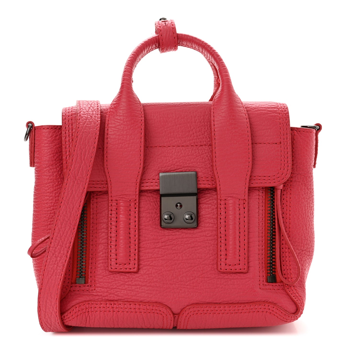 Textured Calfskin Mini Pashli Satchel Bright Fuchsia