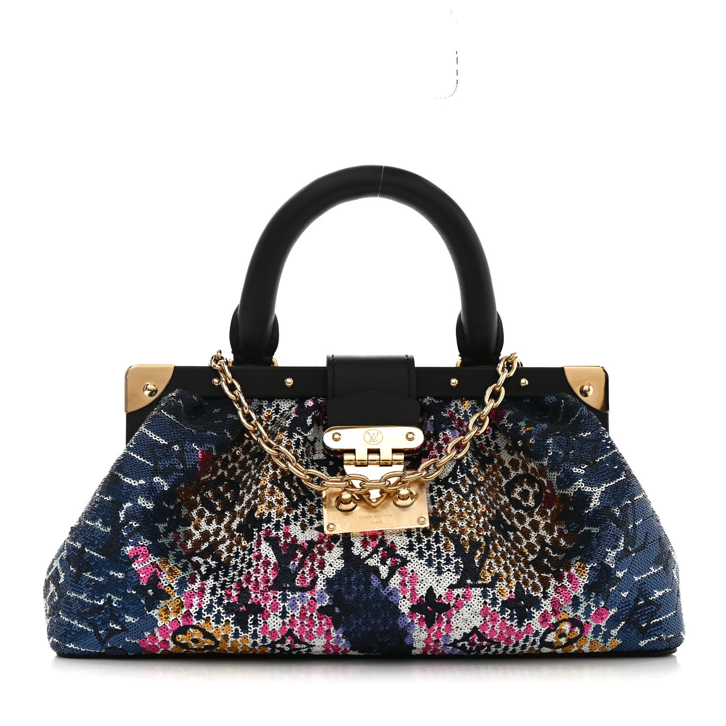 Calfskin Monogram Sequin LV Cafe Clutch Multicolor
