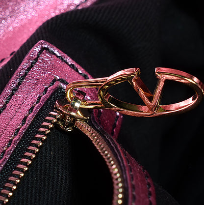 Valentino Garavani Metallic Nappa Nuage Bow Hobo Pink 9 of 10