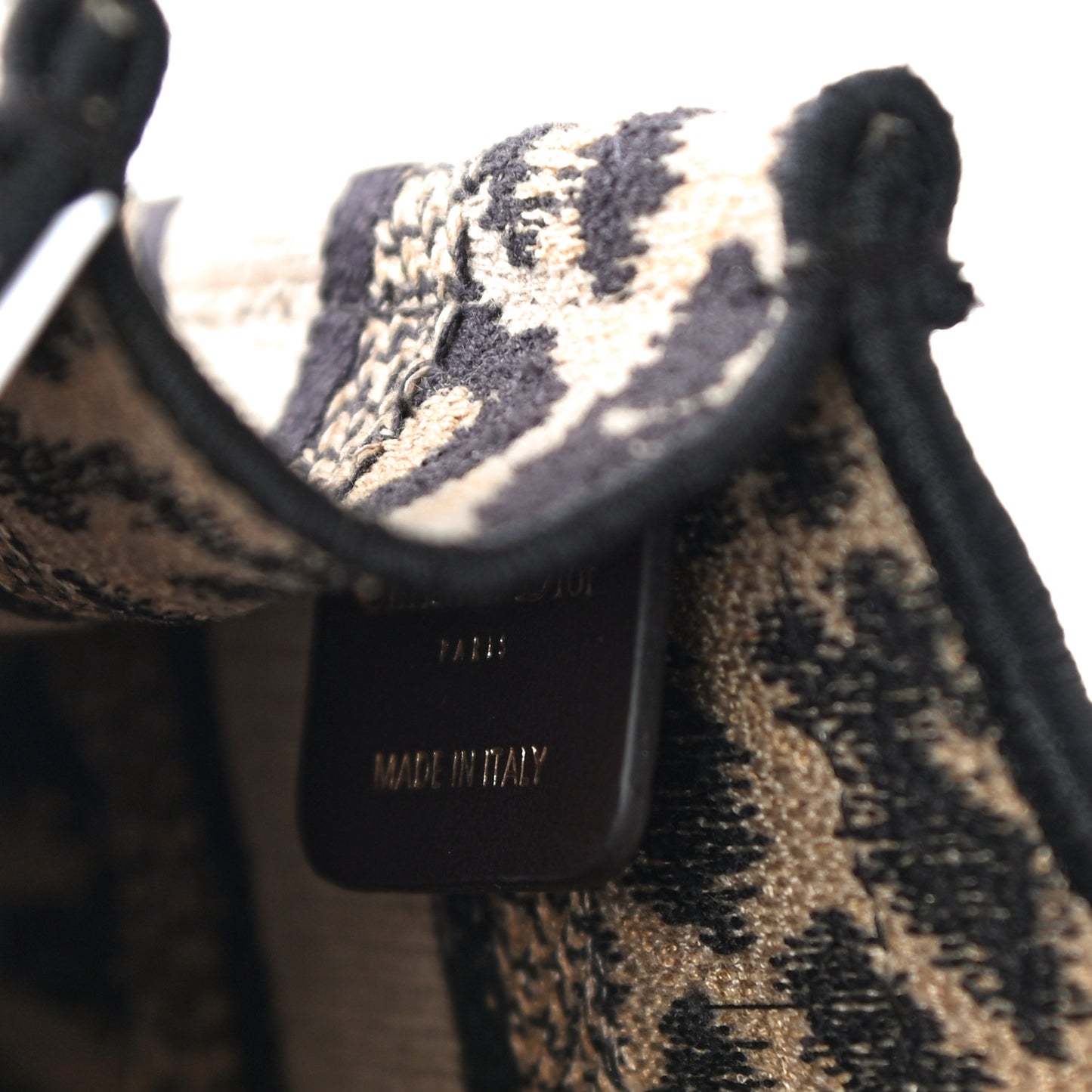 Canvas Mizza Embroidered Mini Leopard Book Tote Beige