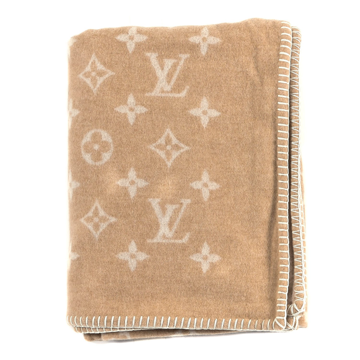 Louis Vuitton Wool Cashmere Monogram Blanket Beige 1 of 2