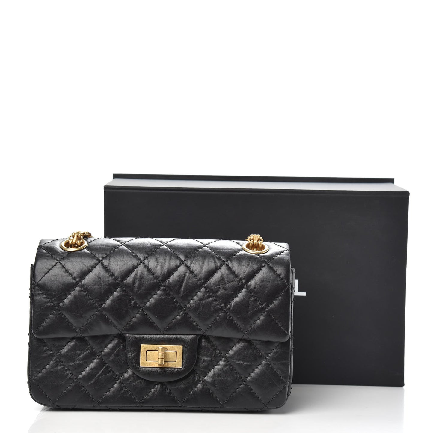 Aged Calfskin Quilted 2.55 Reissue Mini Flap Black