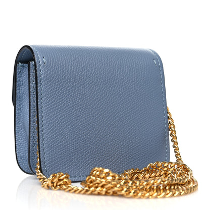 Valentino Garavani Grainy Calfskin VLogo Compact Wallet with Chain Niagara 3 of 9