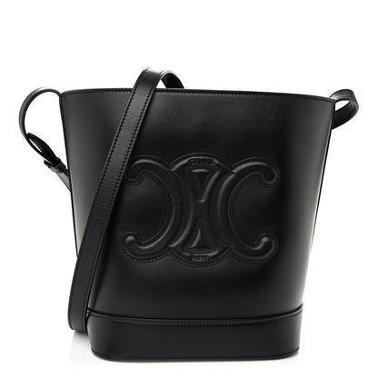 Celine Smooth Calfskin Small Cuir Triomphe Bucket Bag Black 1 of 10