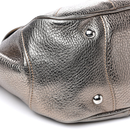 Prada Metallic Vitello Daino Pushlock Flap Shoulder Bag Gold 7 of 9