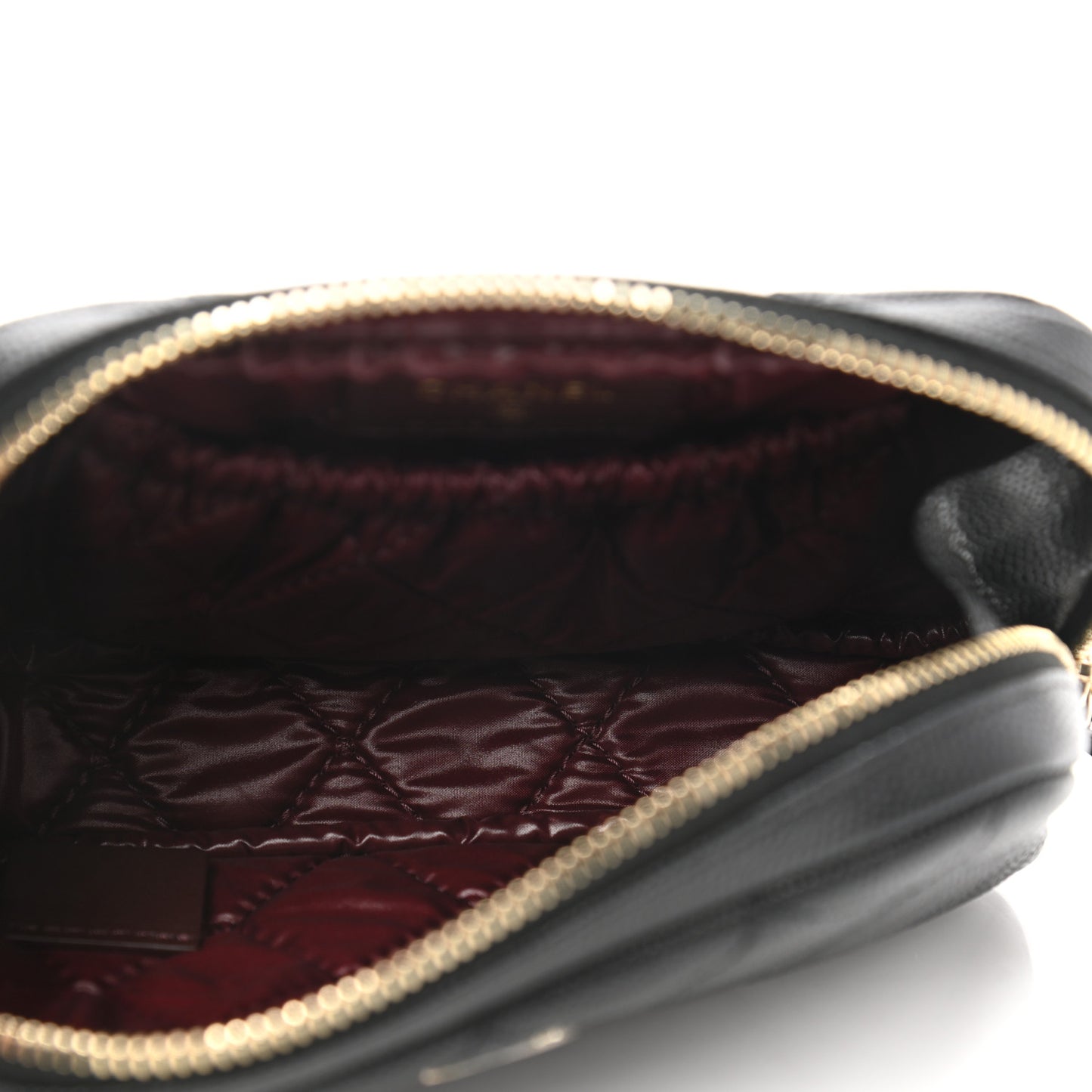 Caviar Quilted Small Curvy Pouch Cosmetic Case Black