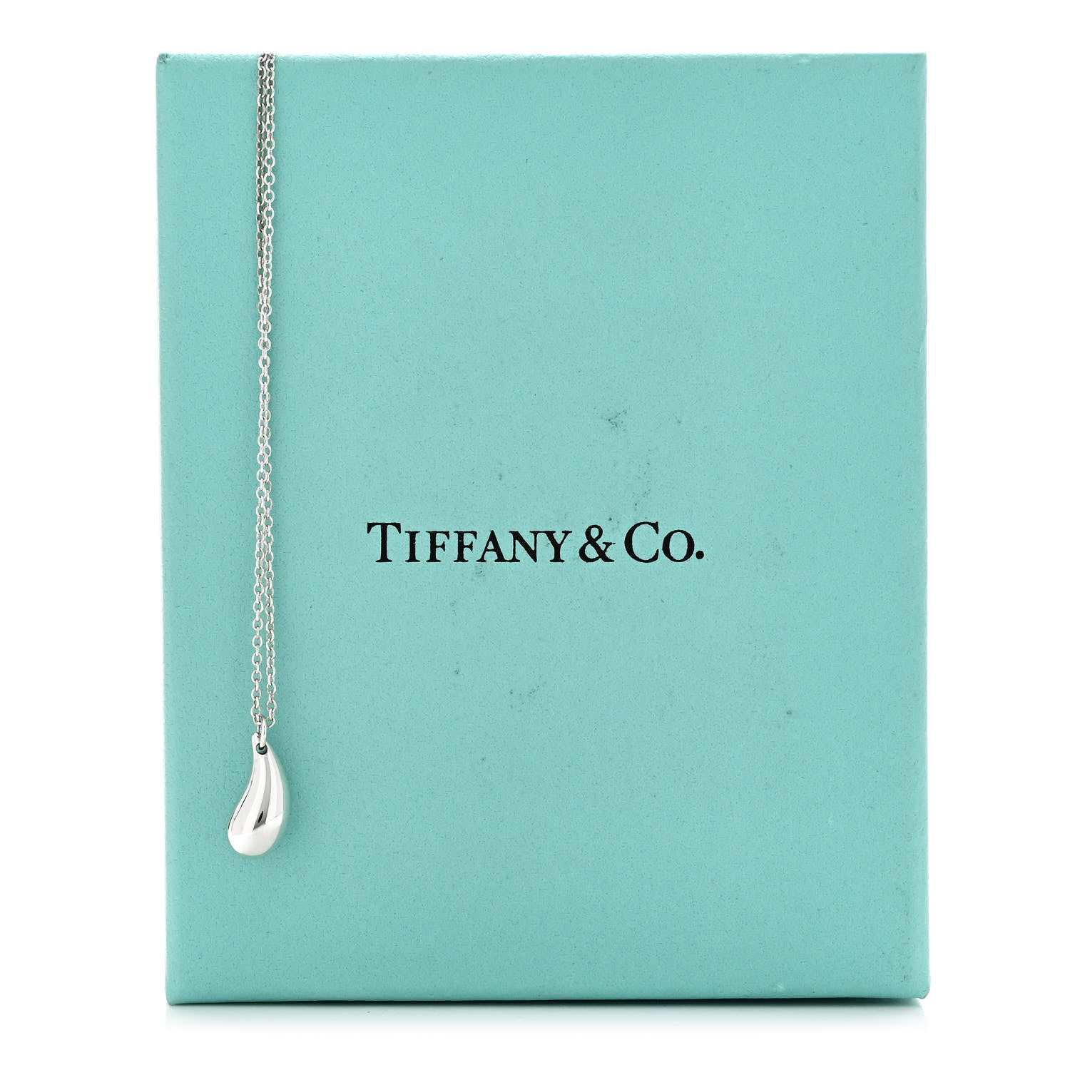 Tiffany Sterling Silver 12mm Elsa Peretti Tear Drop Pendant Necklace 7 of 7