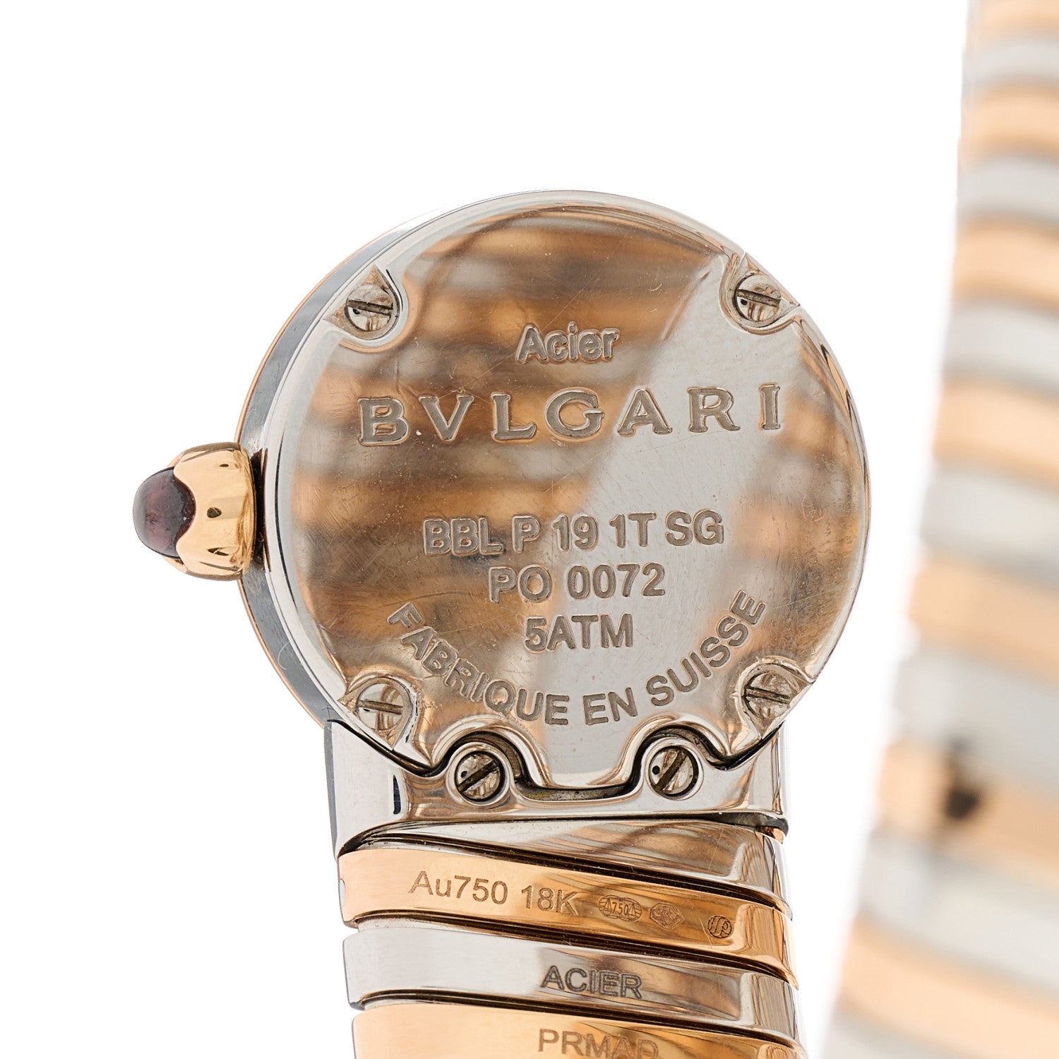 Bulgari Stainless Steel 18K Rose Gold Diamond 19mm Serpenti Tubogas Double Spiral Quartz Watch Black 4 of 5