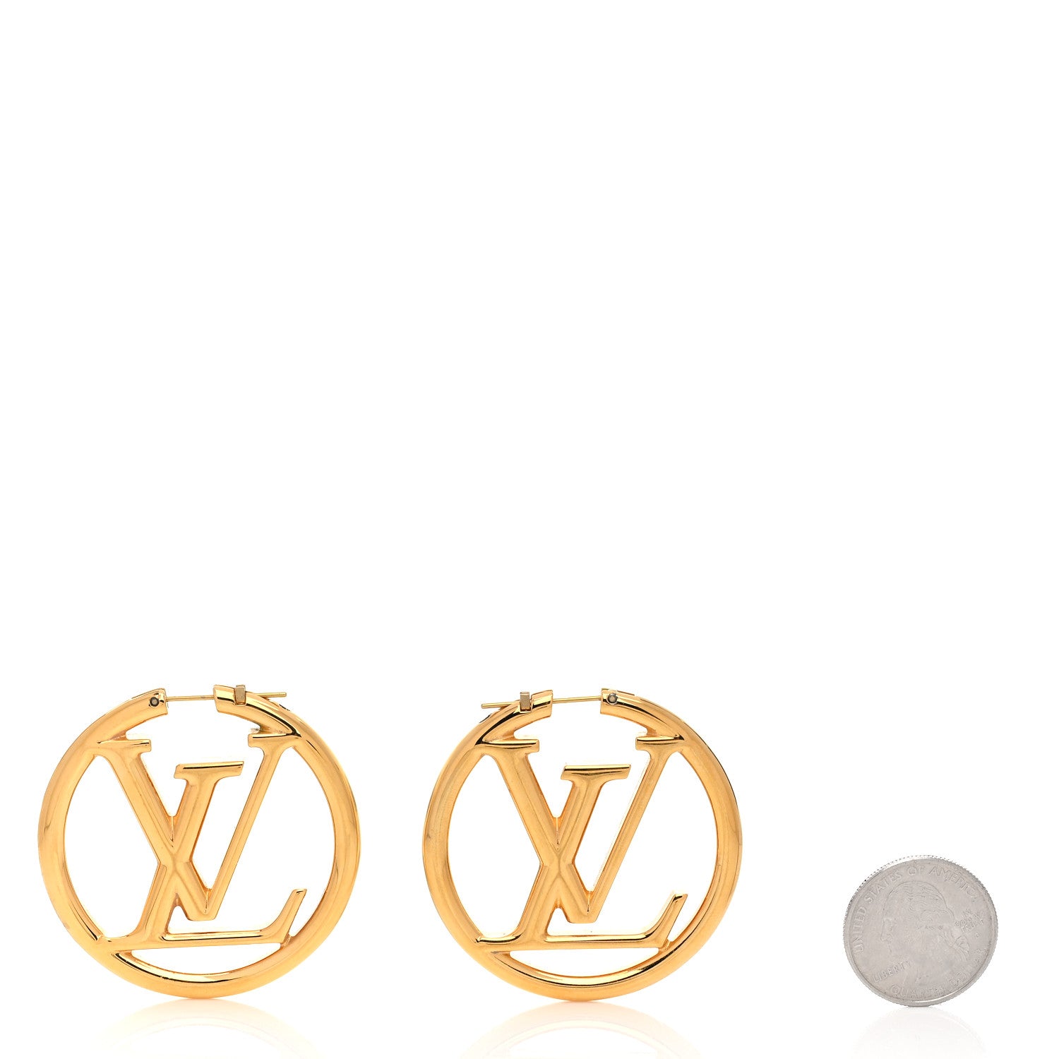 Louis Vuitton Metal Louise Hoop Earrings Gold 2 of 5