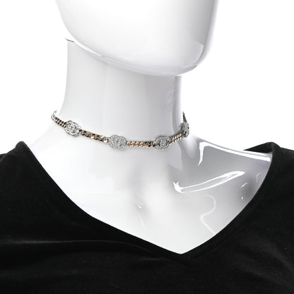 Chanel Crystal Chain CC Link Choker Gold Silver 2 of 4