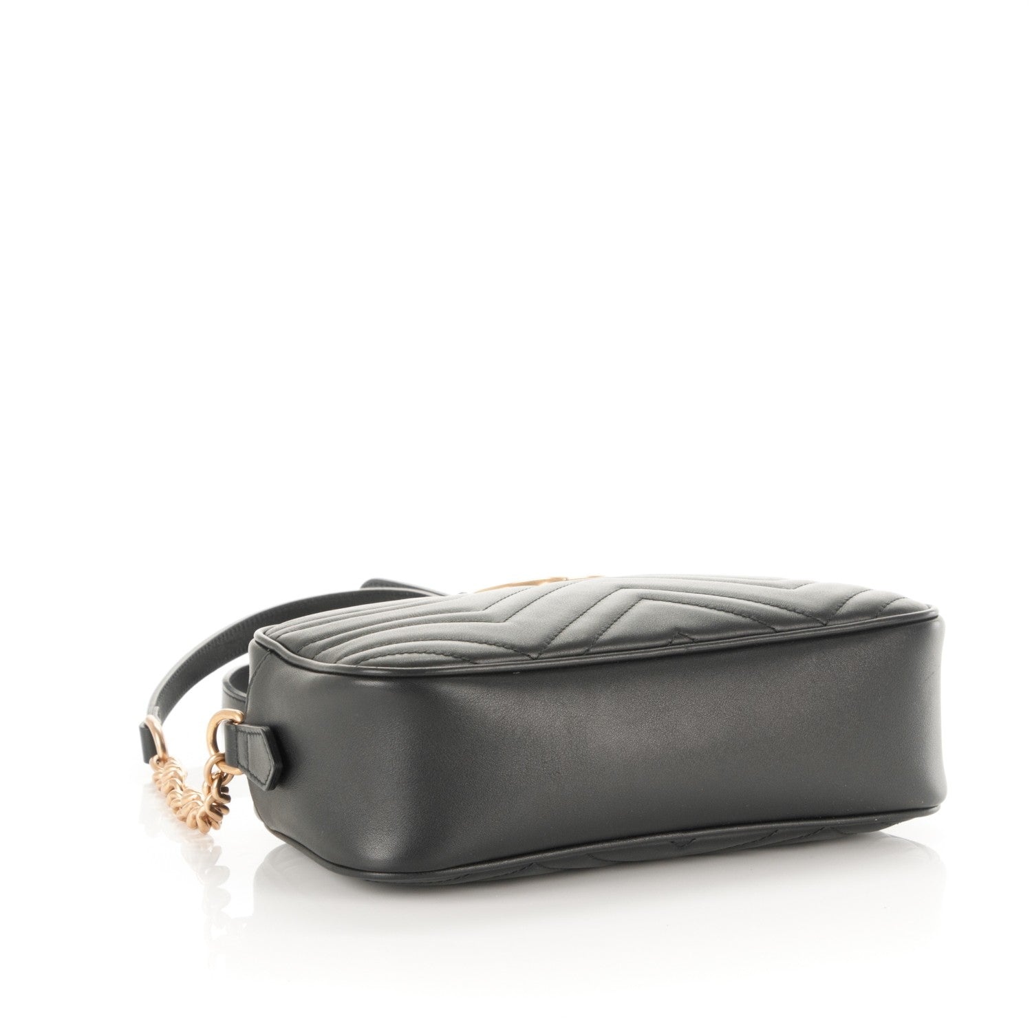 Gucci Calfskin Matelasse Small GG Marmont Chain Shoulder Bag Black 4 of 7