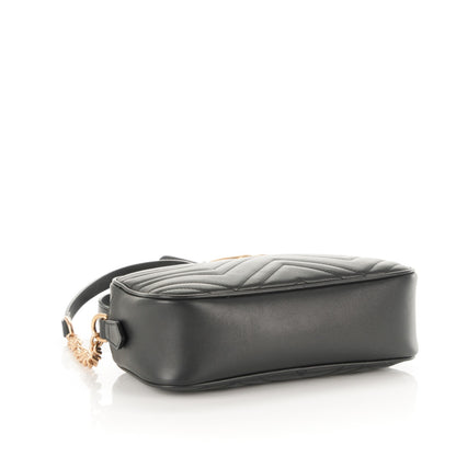 Gucci Calfskin Matelasse Small GG Marmont Chain Shoulder Bag Black 4 of 7