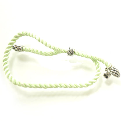 David Yurman Sterling Silver and Silk Cord Bracelet Green 4 of 5