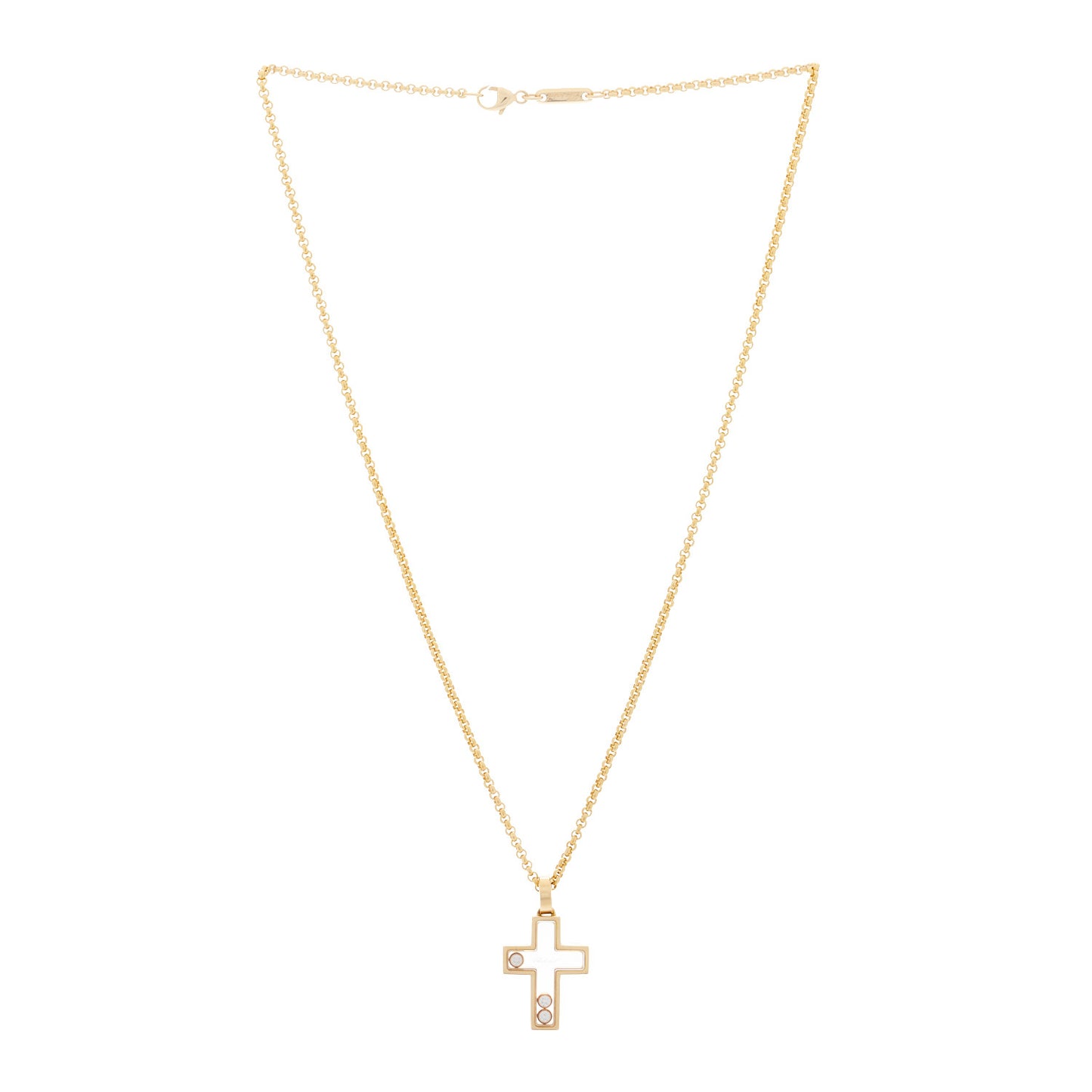 18K Yellow Gold Happy Diamonds Cross Pendant Necklace