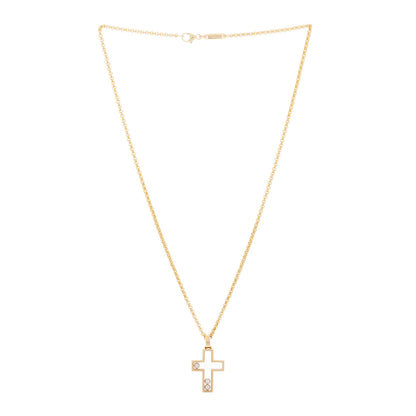 Chopard 18K Yellow Gold Happy Diamonds Cross Pendant Necklace 2 of 5