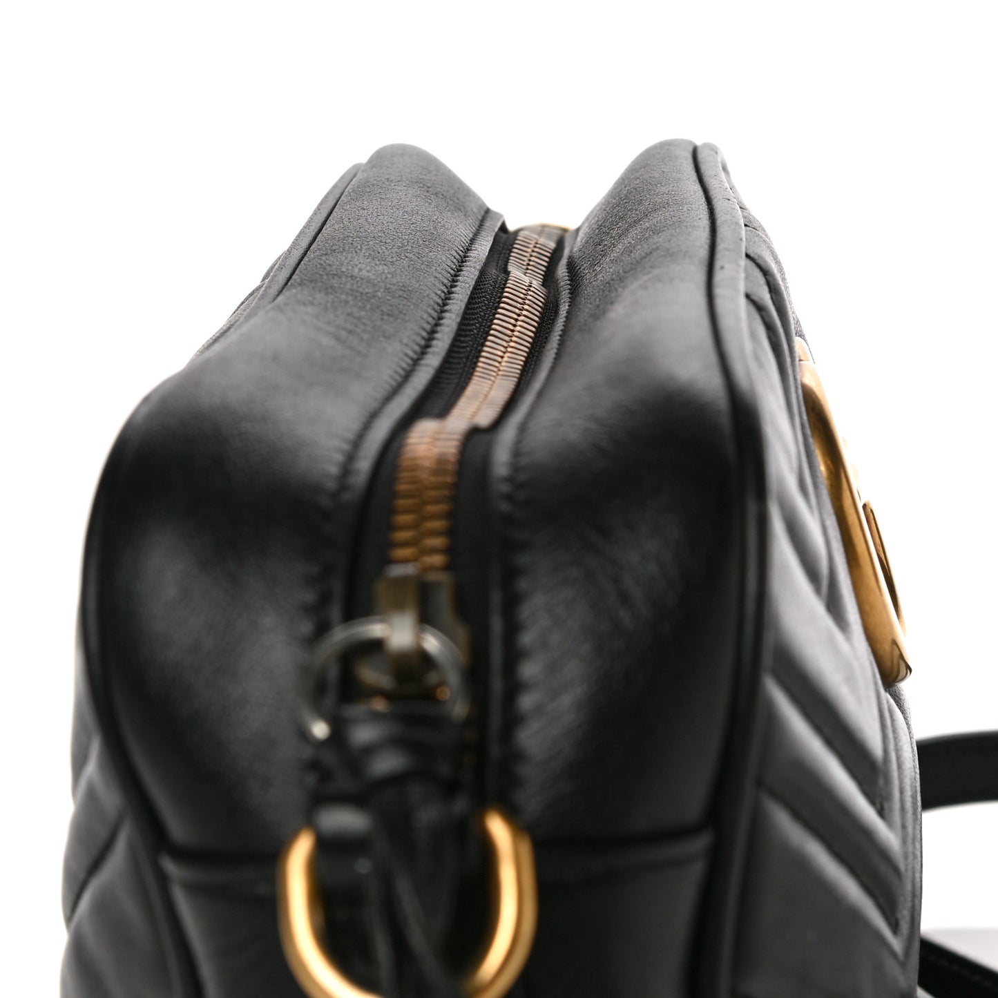 Calfskin Matelasse Small GG Marmont Chain Shoulder Bag Black