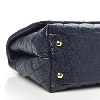 Chanel Caviar Lizard Embossed Quilted Small Coco Handle Flap Navy Blue 8 of 11