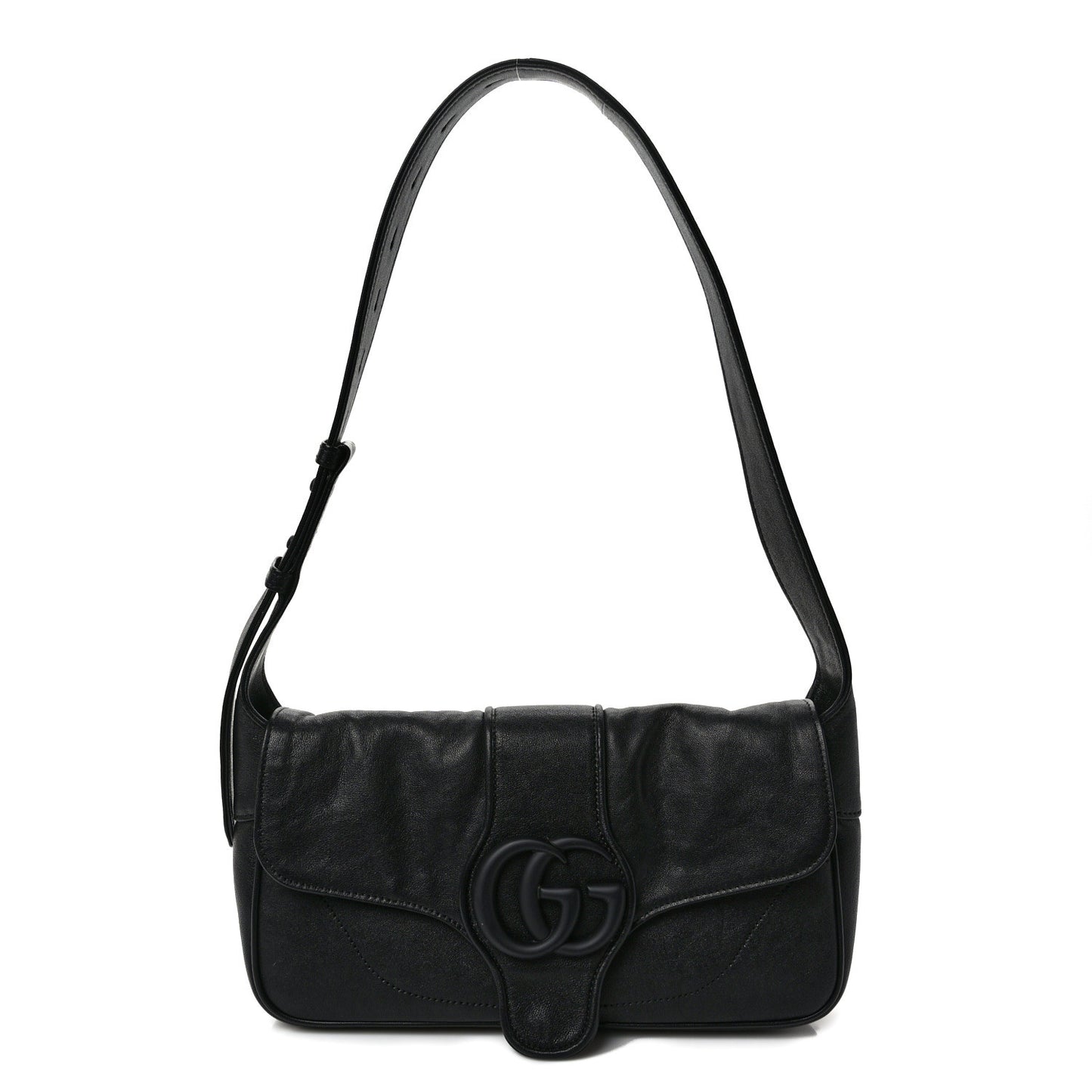 Goatskin Small GG Monochrome Aphrodite Shoulder Bag Black