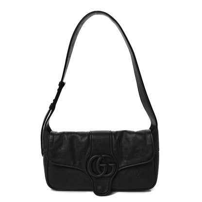 Gucci Goatskin Small GG Monochrome Aphrodite Shoulder Bag Black 1 of 8