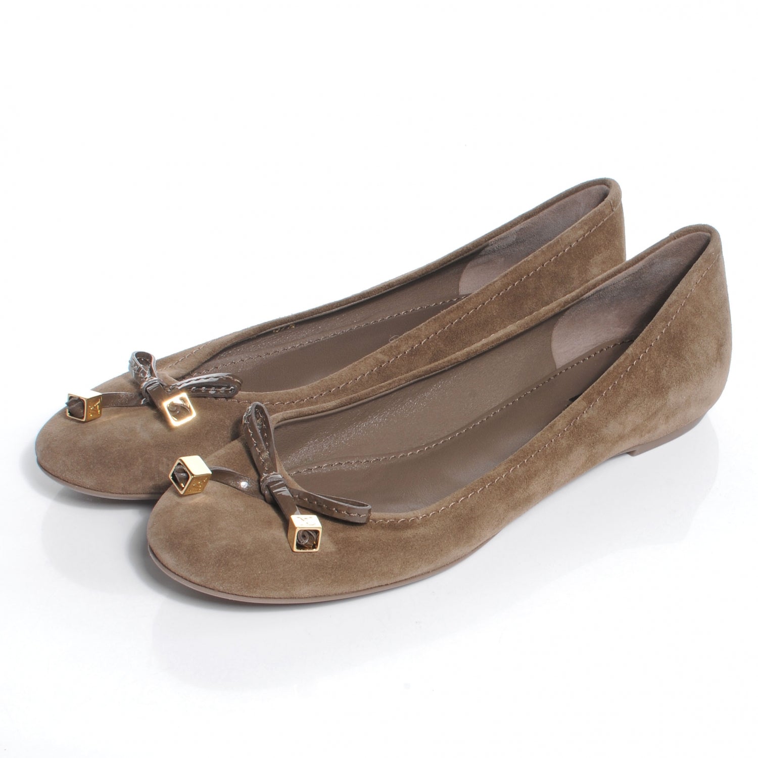 Louis Vuitton Suede Debbie Ballet Flats 37.5 Brown 3 of 7