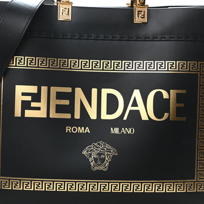Fendi X VERSACE Calfskin Plexiglass Fendace Medium Fendi Sunshine Shopper Tote Black 8 of 10