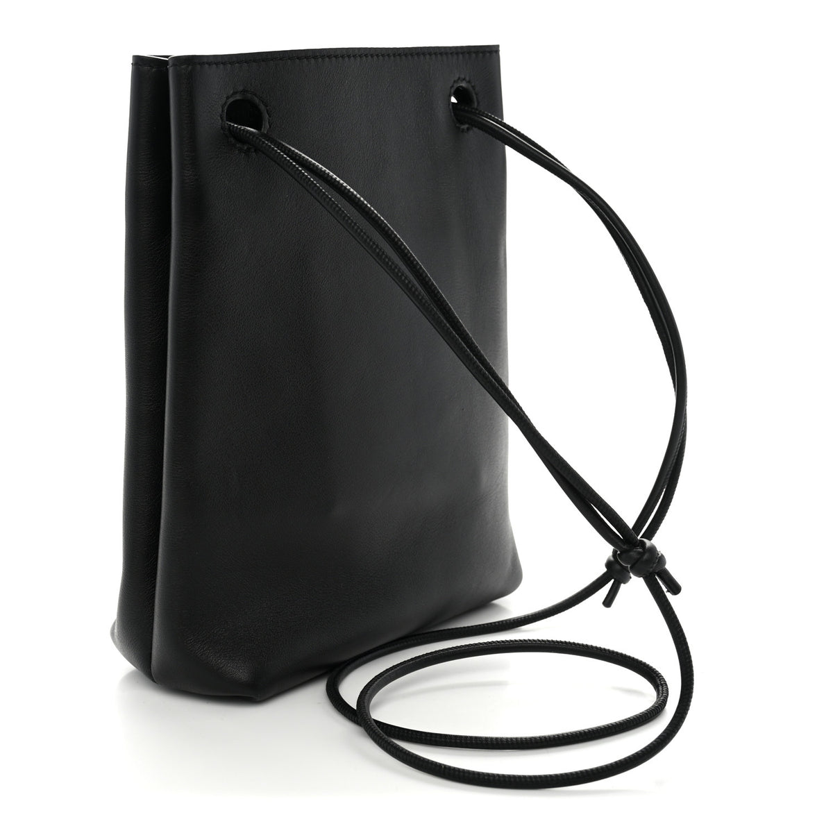 Smooth Calfskin Pebble Pouch  Black