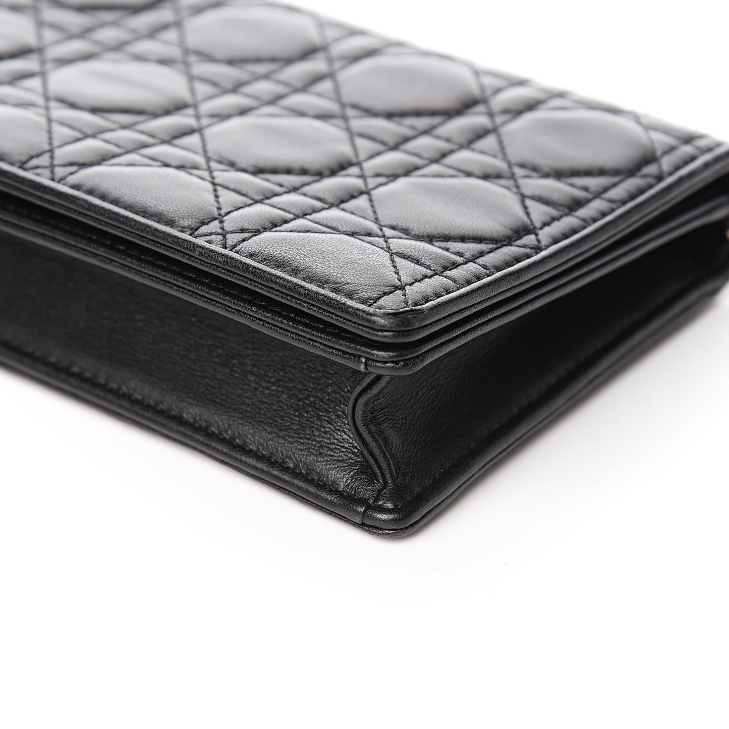 Lambskin Cannage Lady Dior Chain Wallet Black