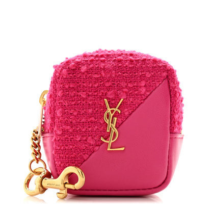 Saint Laurent Boucle Jaime Cube Charm Keychain Magenta 1 of 7
