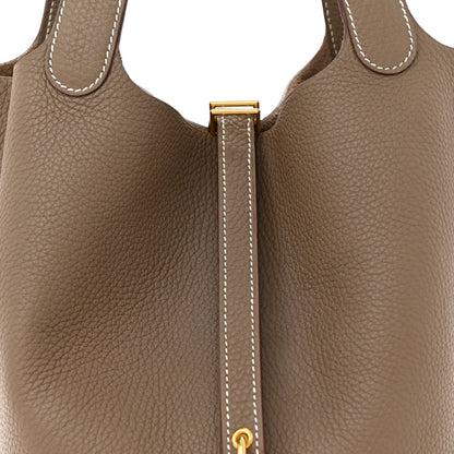 Hermes Taurillon Clemence Picotin Lock 22 MM Etoupe 8 of 11