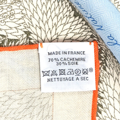 Hermes Cashmere Silk Retour a la Nature Shawl 140 Bleu Ciel Rose Cyclamen Orange 3 of 5