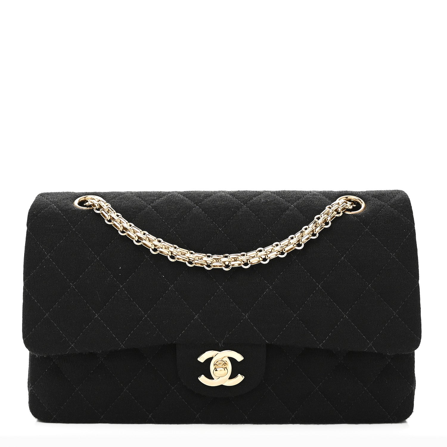 Chanel Jersey Quilted Medium Bijoux Chain Double Flap Black 1 of 10
