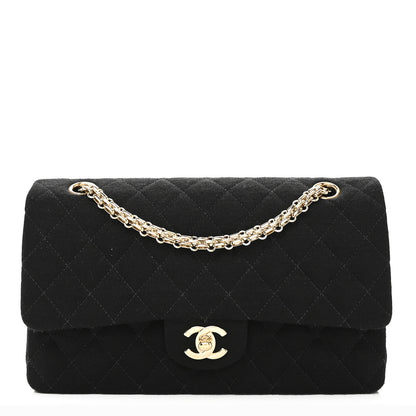 Chanel Jersey Quilted Medium Bijoux Chain Double Flap Black 1 of 10
