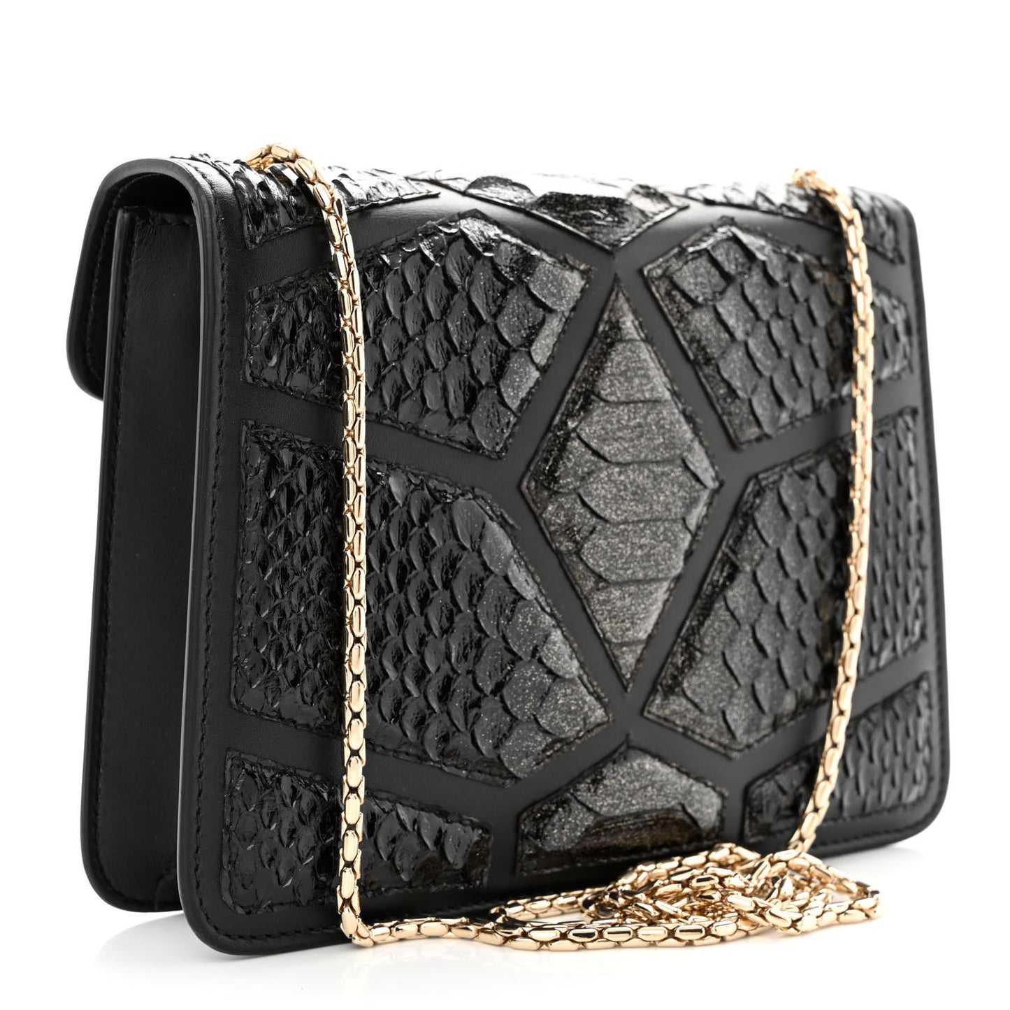 Calfskin Snakeskin Serpenti Forever Crossbody Bag Black