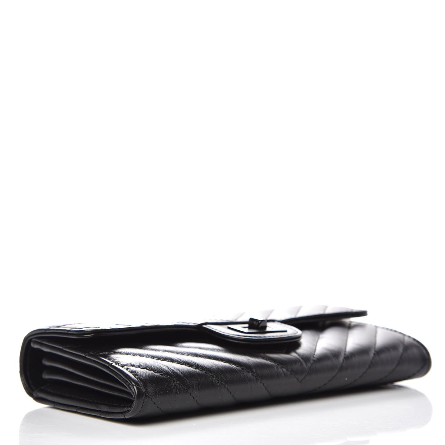 Aged Calfskin Chevron Quilted 2.55 Reissue Flap Wallet So Black