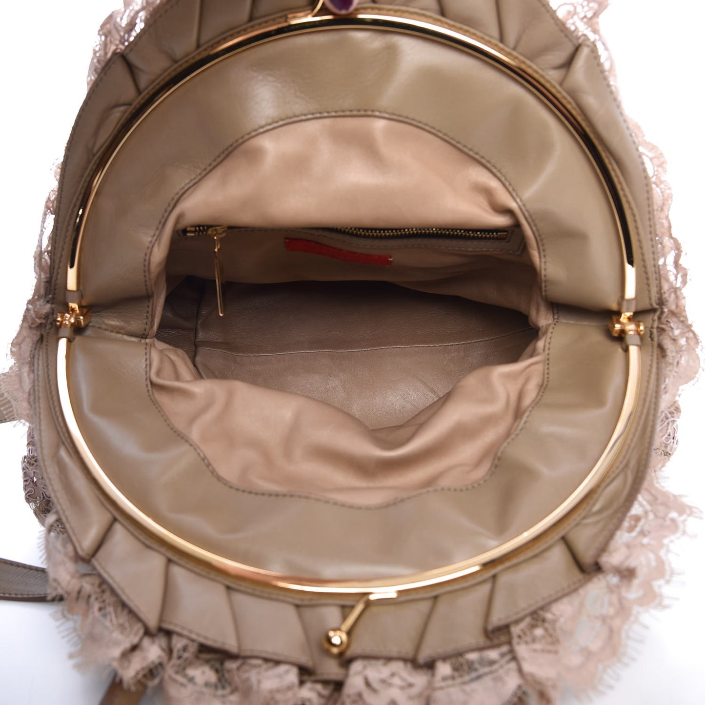 Macrame Lace Studded Satchel Pink