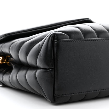 Saint Laurent Calfskin Y Quilted Monogram Small Loulou Chain Satchel Black 10 of 11