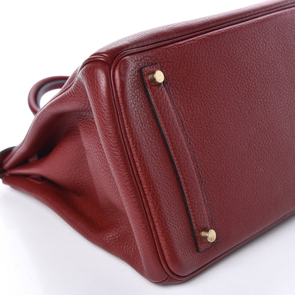 Hermes Taurillon Clemence Birkin 35 Rouge H 17 of 37