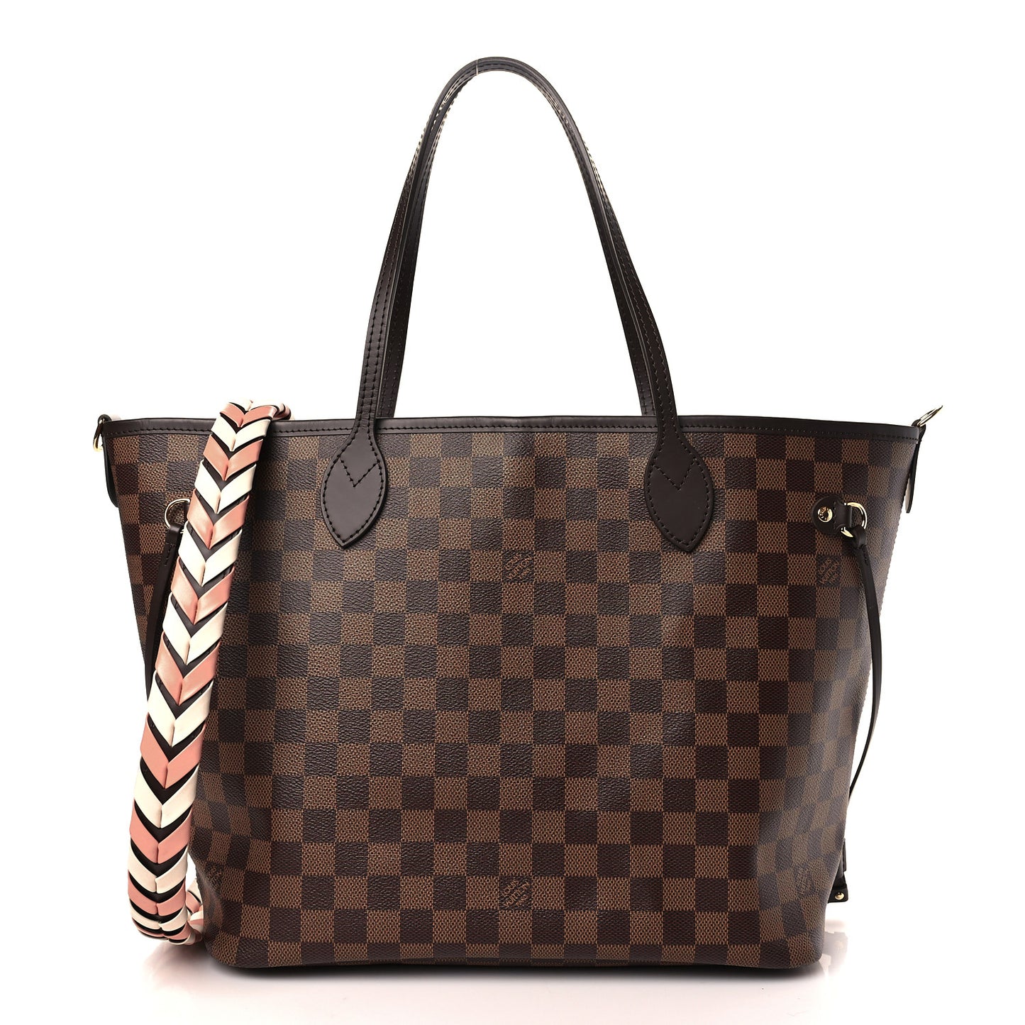 Damier Ebene Braided Neverfull MM Pink