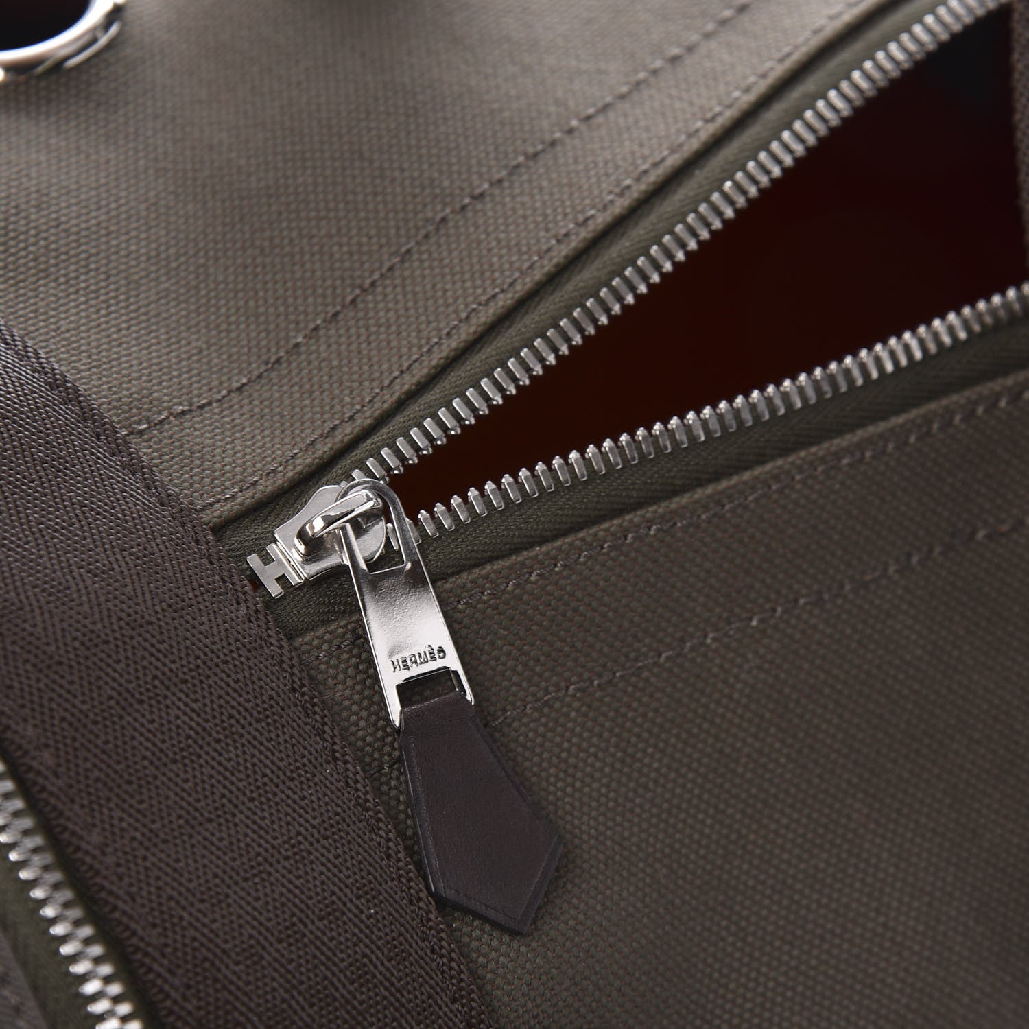 Hermes Fabric Carrying Dog Bag Kaki Feu 10 of 15