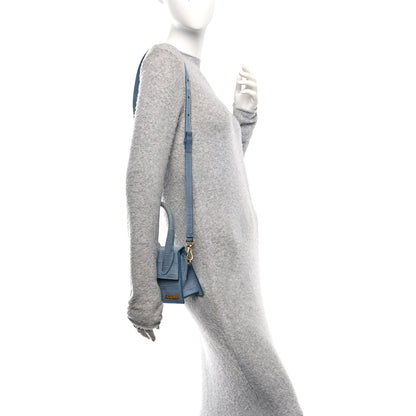 Jacquemus Suede Crocodile Embossed Le Chiquito Moyen Blue 3 of 10