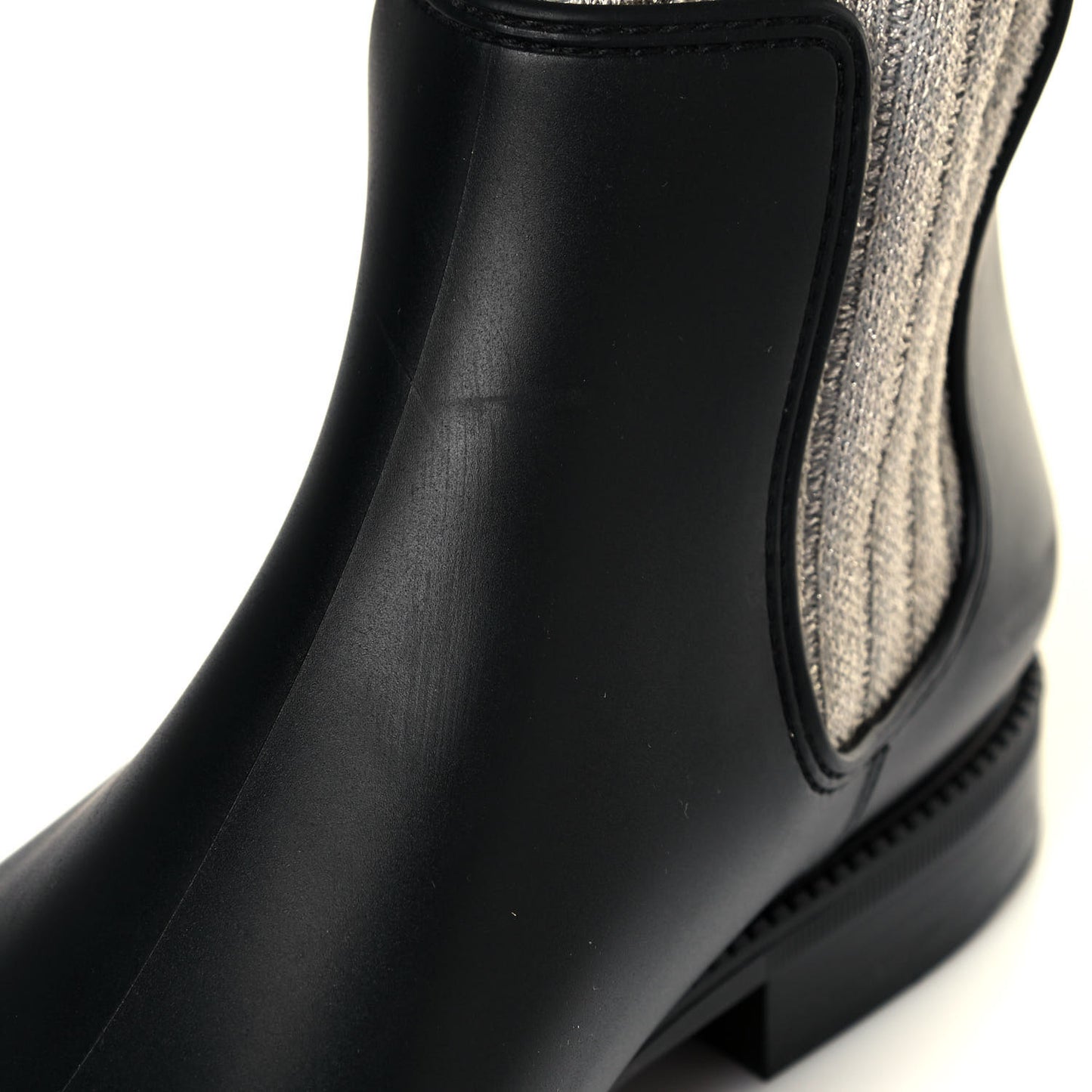 Knit Rubber Storm Over The Knee Boots 40 Silver Gold