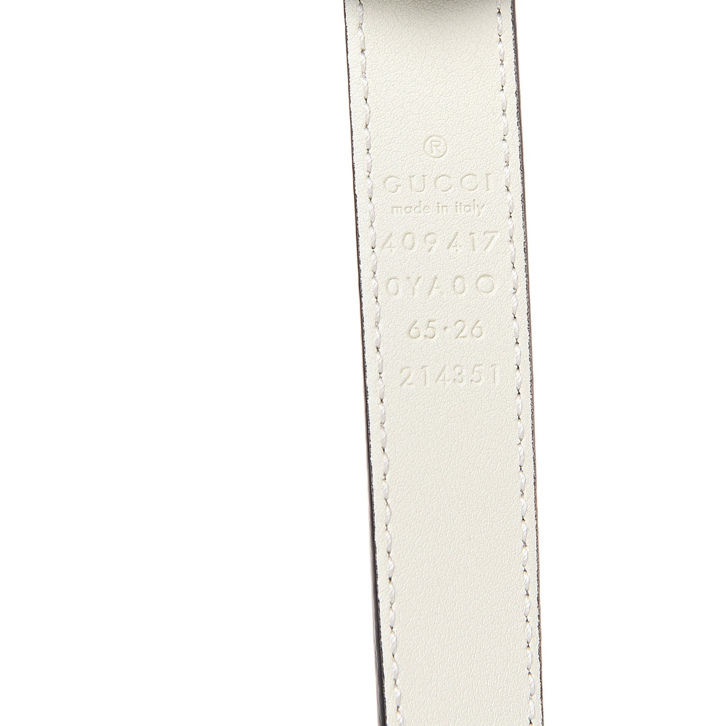 Plutone Calfskin Double G 20mm Belt 65 Mystic White