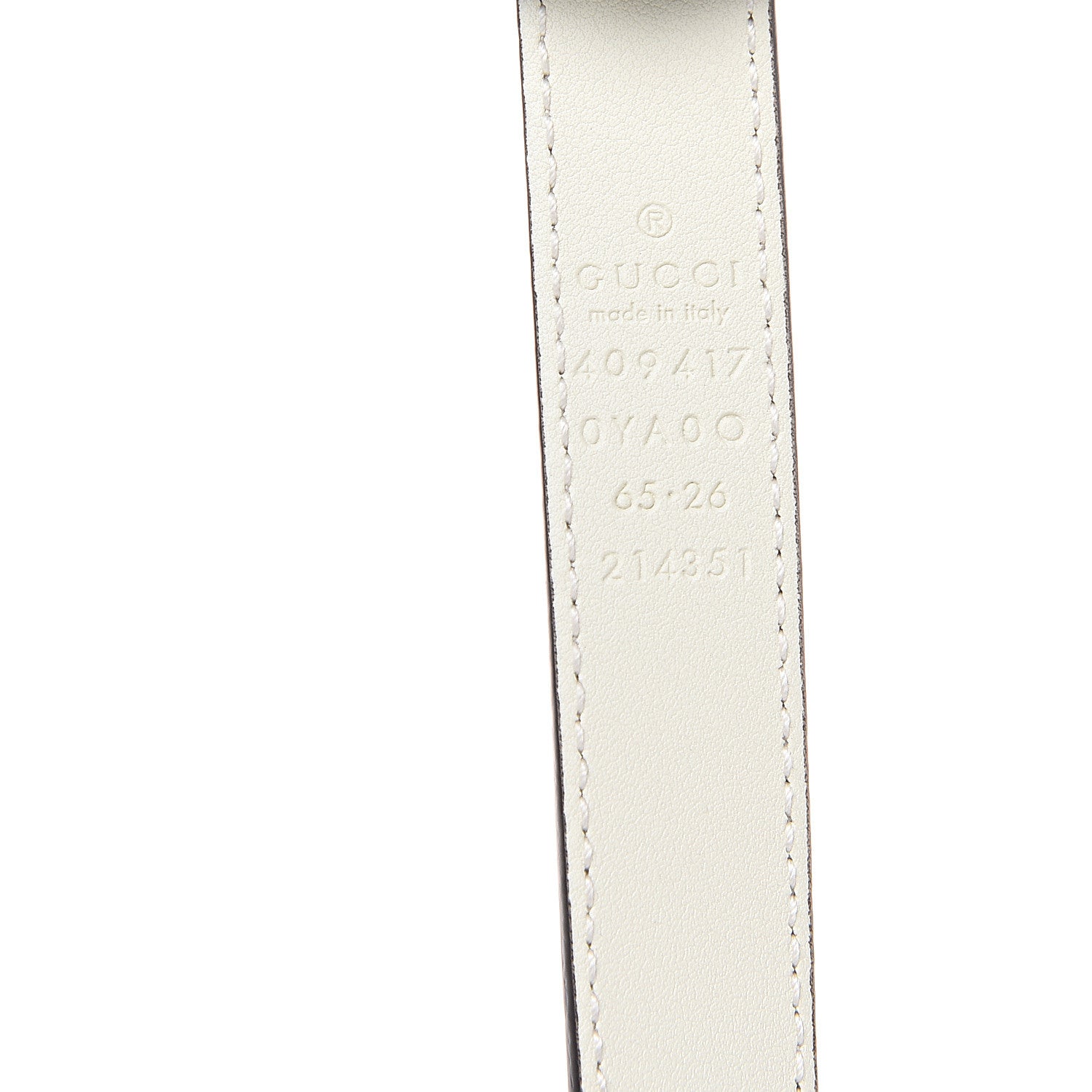 Gucci Plutone Calfskin Double G 20mm Belt 65 Mystic White 4 of 4