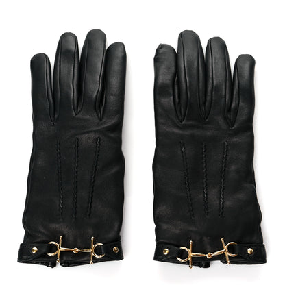 Hermes Lambskin Cashmere Voltige Gloves 7 Black 1 of 3