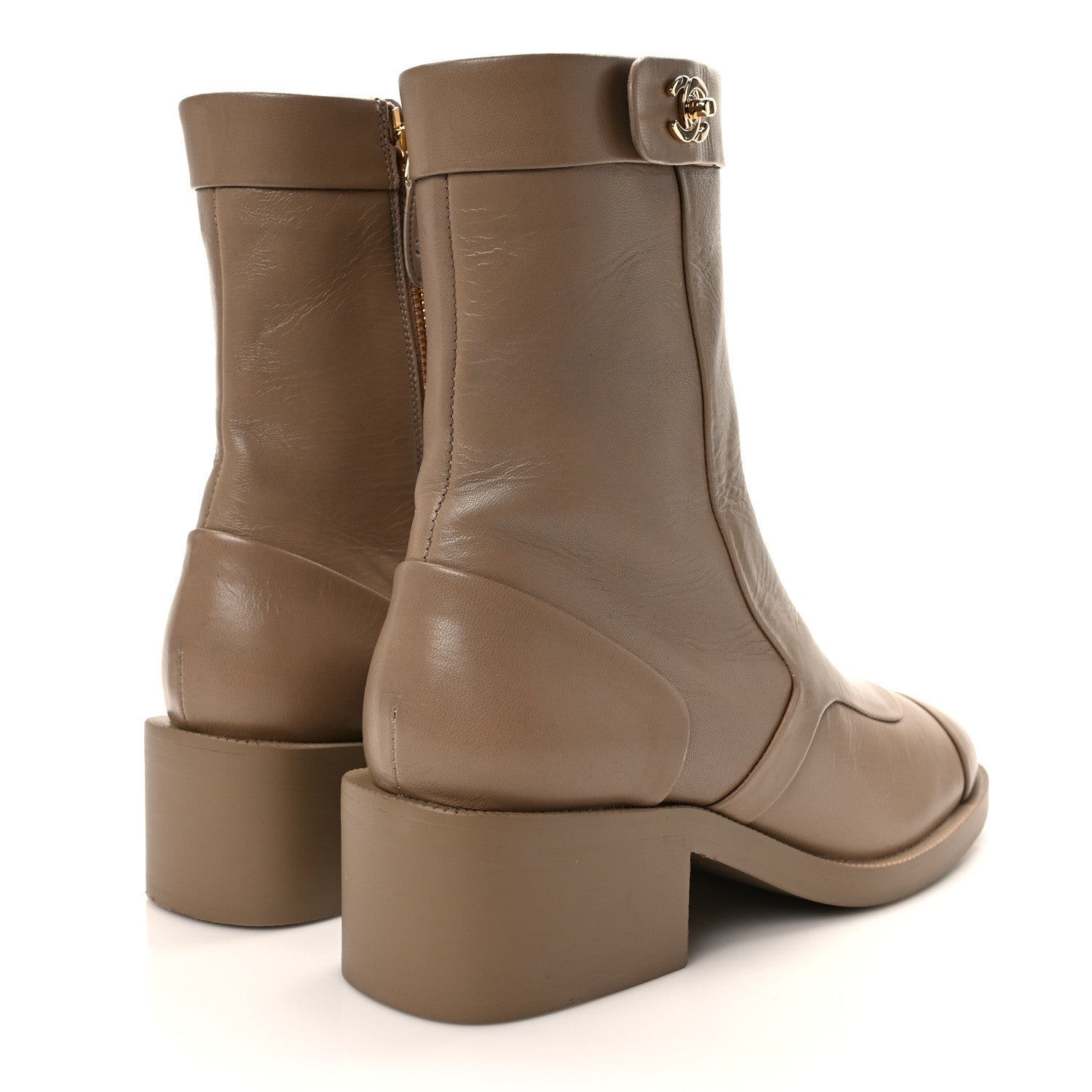 Chanel Shiny Goatskin Cap Toe Short Boots 37.5 Beige 4 of 9