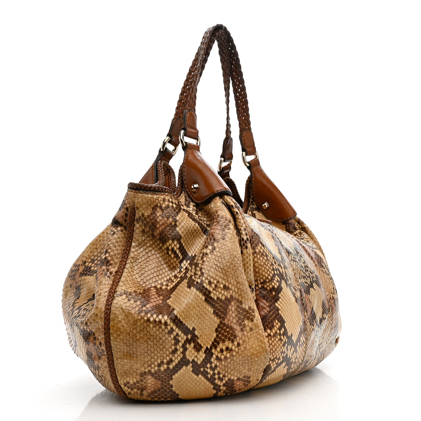 Snakeskin Medium Indy Top Handle Hobo Brown Beige