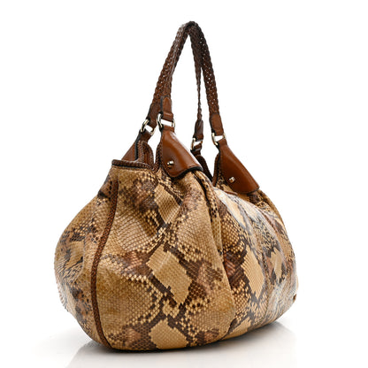 Gucci Snakeskin Medium Indy Top Handle Hobo Brown Beige 2 of 15